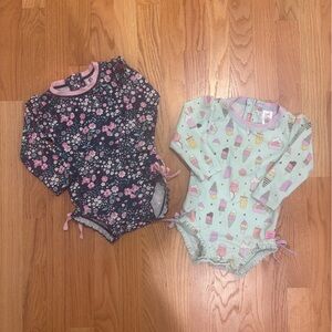 Adorable RuffleButts 18–24M Long Sleeve One Piece Rash Guard Swimsuit Bundle (2)